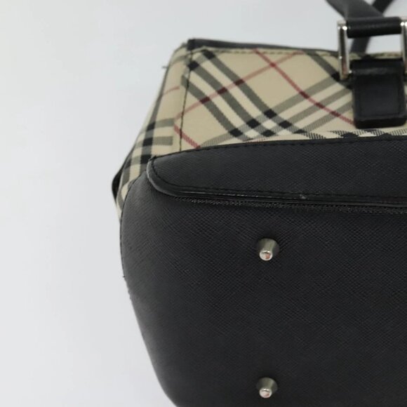 BURBERRY Nova Check Hand Bag Canvas Beige Black Auth - Picture 5 of 16